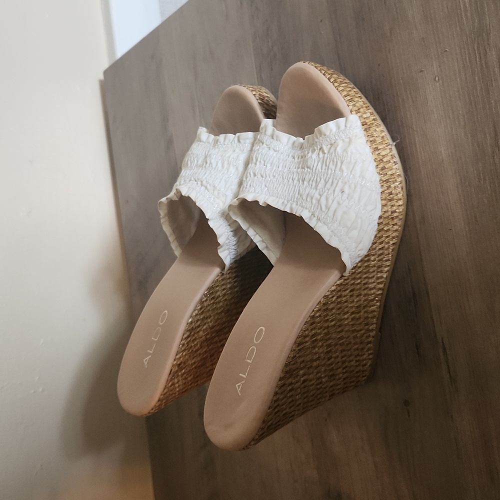 Aldo white wedge sandal